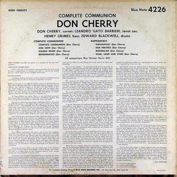 Don Cherry - Complete Communion | Blue Note (BLP 4226) - 2