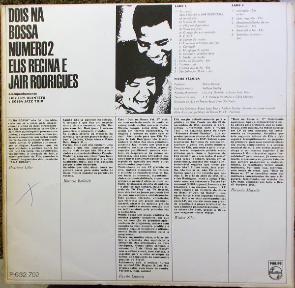Elis Regina & Jair Rodrigues - Dois Na Bossa Número 2 | Philips (P 632.792 L)