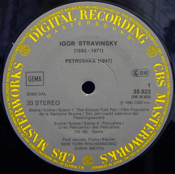 Igor Stravinsky / Zubin Mehta / New York Philharmonic - Petrouchka | CBS Mastersound (35823) - 3