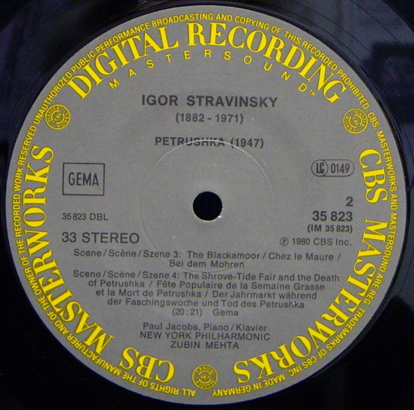 Igor Stravinsky / Zubin Mehta / New York Philharmonic - Petrouchka | CBS Mastersound (35823) - 4