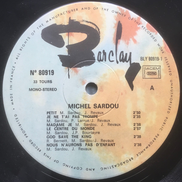 Michel Sardou - Michel Sardou | Barclay (80.919 / 920) - 4 Michel Sardou - Michel Sardou | Barclay (80.919 / 920) - 4