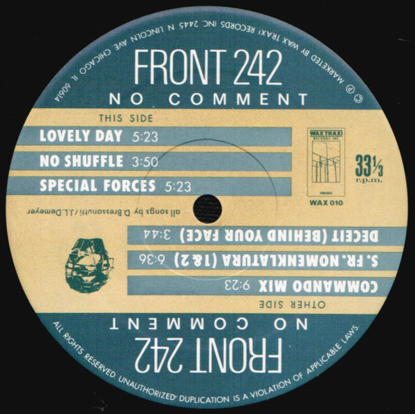 Front 242 - No Comment | Wax Trax! Records (WAX 010) - 3