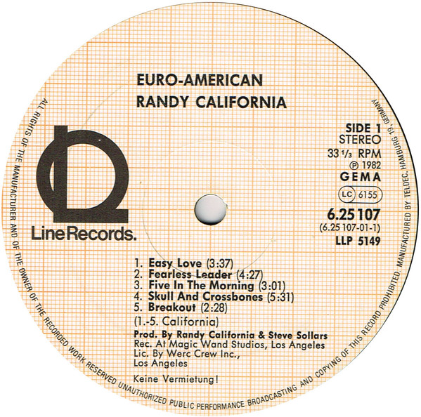 Randy California - Euro-American | Line Records (6.25107 AP) - 3 Randy California - Euro-American | Line Records (6.25107 AP) - 3