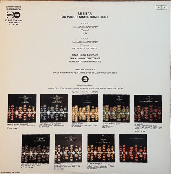 Nikhil Banerjee - Le Sitar Du Pandit Nikhil Banerjee | Disques Espérance (ESP 8402) - 2