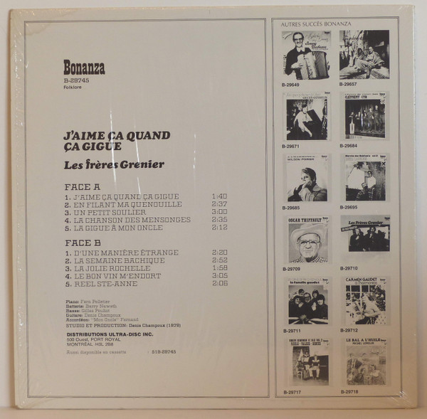Les Frères Grenier - J'aime Ça Quand Ça Gigue | Bonanza (B-29745) - 2