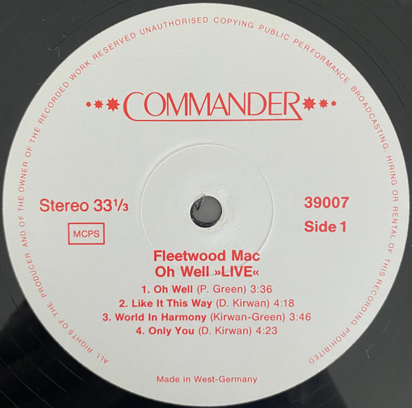 Fleetwood Mac - Oh Well "Live" | Commander (39007) - 4