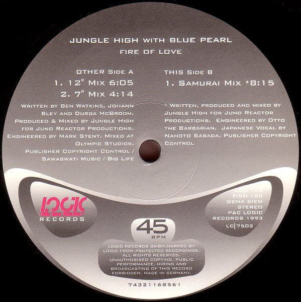 Jungle High With Blue Pearl - Fire Of Love | Logic Records (LOC 112) - 2