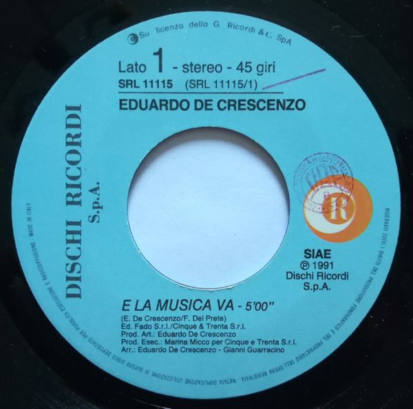 Eduardo De Crescenzo - E La Musica Va | Ricordi (SRL 11115) - 3