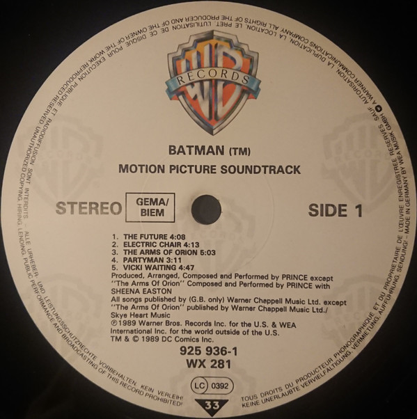 Prince - Batman™ (Motion Picture Soundtrack) | Warner Bros. Records (WX 281) - 3 Prince - Batman™ (Motion Picture Soundtrack) | Warner Bros. Records (WX 281) - 3