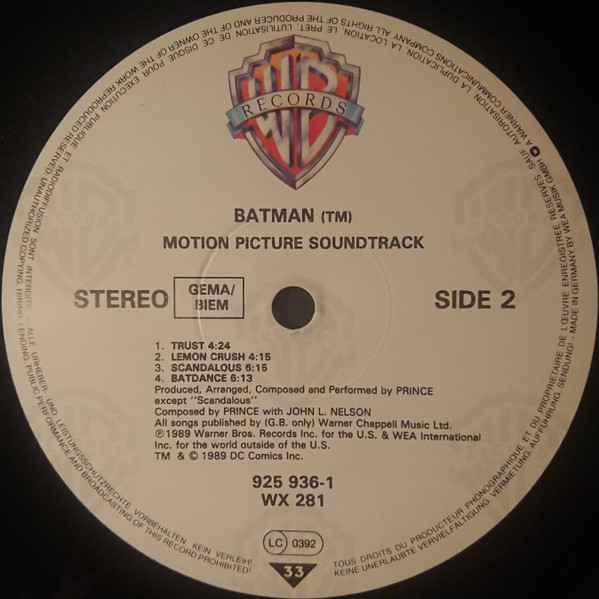 Prince - Batman™ (Motion Picture Soundtrack) | Warner Bros. Records (WX 281) - 4 Prince - Batman™ (Motion Picture Soundtrack) | Warner Bros. Records (WX 281) - 4