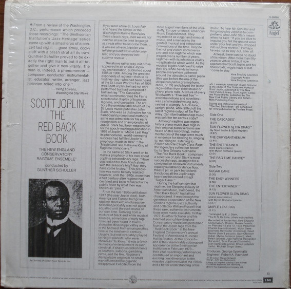 Scott Joplin - The New England Conservatory Ragtime Ensemble Conducted By Gunther Schuller - The Red Back Book | Angel Records (S-36060) - 2 Scott Joplin - The New England Conservatory Ragtime Ensemble Conducted By Gunther Schuller - The Red Back Book | Angel Records (S-36060) - 2