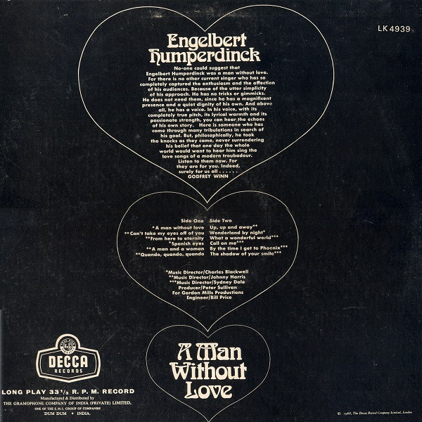 Engelbert Humperdinck - A Man Without Love | Decca (LK 4939) - 2 Engelbert Humperdinck - A Man Without Love | Decca (LK 4939) - 2