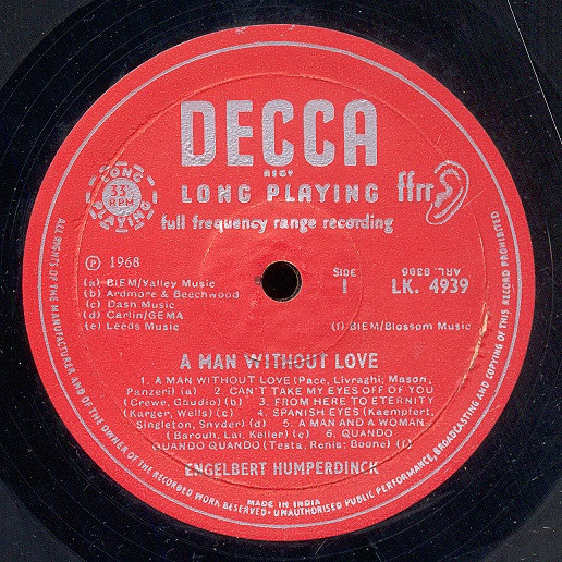 Engelbert Humperdinck - A Man Without Love | Decca (LK 4939) - 3 Engelbert Humperdinck - A Man Without Love | Decca (LK 4939) - 3