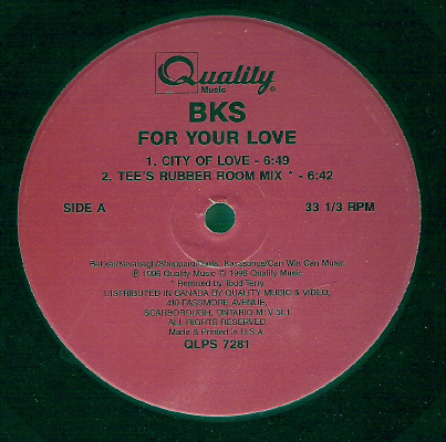 BKS - For Your Love | Quality Music (QLPS 7281) - main