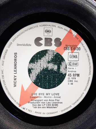 Vicky Leandros - Bye Bye My Love | CBS (CBS S 6130) - 3