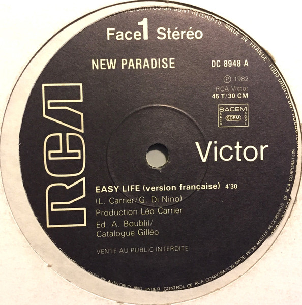 New Paradise - Easy Life (Version Française) | RCA Victor (DC 8948) - main