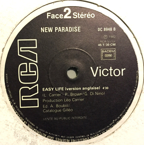 New Paradise - Easy Life (Version Française) | RCA Victor (DC 8948) - 2