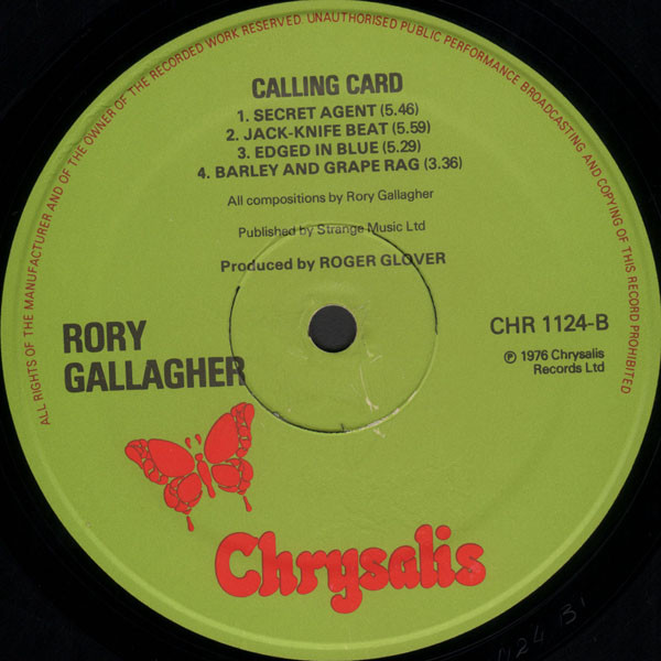 Rory Gallagher - Calling Card | Chrysalis (CHR 1124) - 4