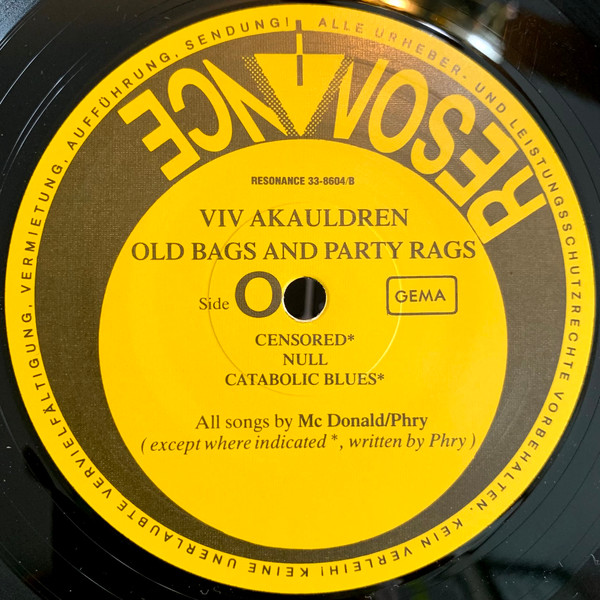 Viv Akauldren - Old Bags And Party Rags | Resonance (33-8604) - 4 Viv Akauldren - Old Bags And Party Rags | Resonance (33-8604) - 4