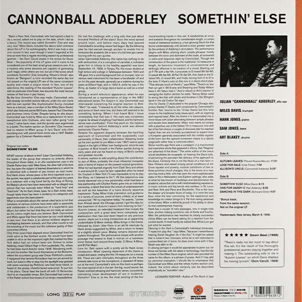 Cannonball Adderley , Miles Davis , Hank Jones , Sam Jones , Art Blakey - Somethin' Else | WaxTime In Color (950614) - 2 Cannonball Adderley , Miles Davis , Hank Jones , Sam Jones , Art Blakey - Somethin' Else | WaxTime In Color (950614) - 2