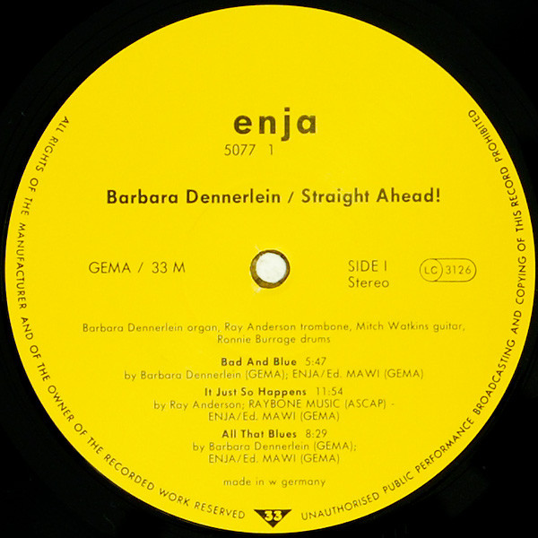 Barbara Dennerlein - Straight Ahead! | Enja Records (5077 1) - 3 Barbara Dennerlein - Straight Ahead! | Enja Records (5077 1) - 3