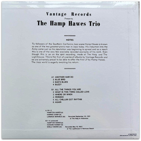 Hampton Hawes - The Hamp Hawes Trio | Norma (NLP5017) - 3