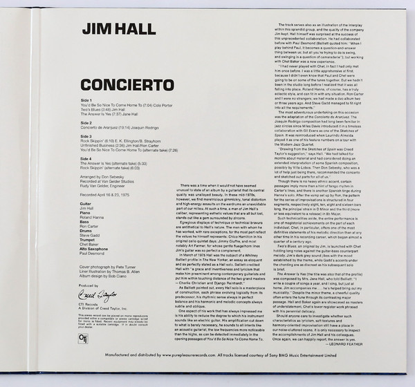 Jim Hall - Concierto | CTI Records (CTI PPAN 6060) - 3