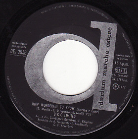 B & C Limited - How Wonderful To Know (Anema E Core) | Durium (DE 2956) - 2