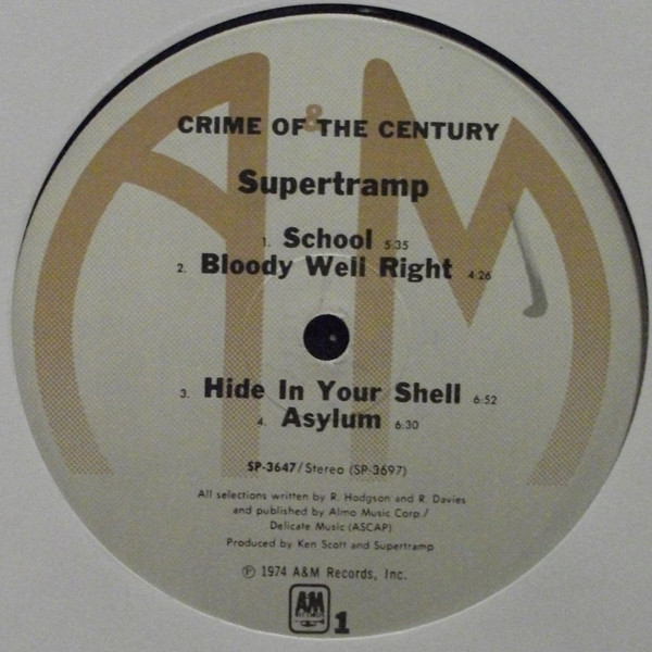 Supertramp - Crime Of The Century | A&M Records (SP-3647) - 2
