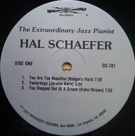 Hal Schaefer With Fred Atwood And Alvin Stoller - The Extraordinary Jazz Pianist | Discovery Records (DS-781) - 3