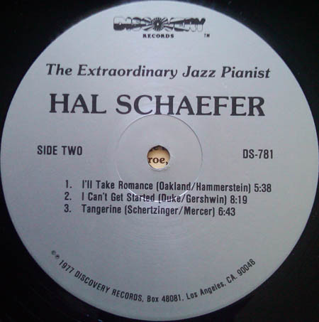 Hal Schaefer With Fred Atwood And Alvin Stoller - The Extraordinary Jazz Pianist | Discovery Records (DS-781) - 4