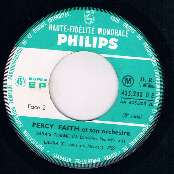 Percy Faith & His Orchestra - Tammy Tell Me True | Philips (435.203 BE) - 3