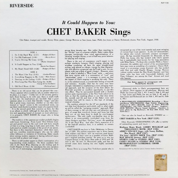 Chet Baker - It Could Happen To You | Riverside Records (RLP-1120) - 2