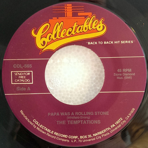 The Temptations - Papa Was A Rolling Stone / Plastic Man | Collectables (COL-565) - 2