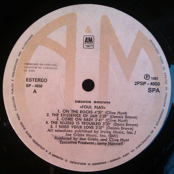Dennis Brown - Foul Play | A&M Records (2PSP-4850) - 3 Dennis Brown - Foul Play | A&M Records (2PSP-4850) - 3