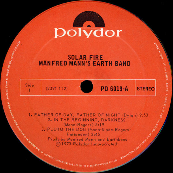 Manfred Mann's Earth Band - Solar Fire | Polydor (PD 6019) - 3