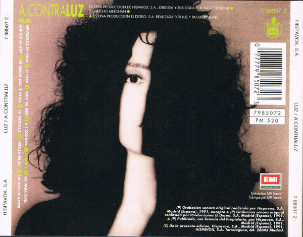Luz Casal - A Contraluz | Hispavox (7 98507 2) - 2