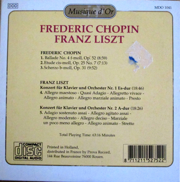 Frédéric Chopin , Franz Liszt - Frédéric Chopin, Franz Liszt | Musique d'Or (MDO 1041) - 2