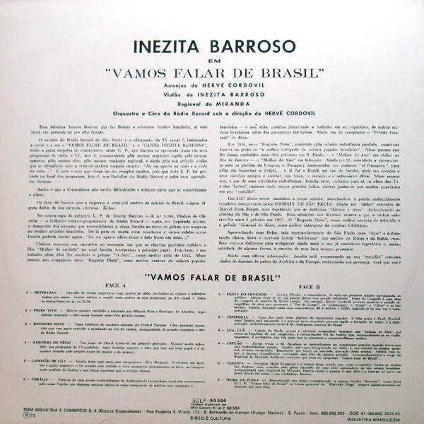 Inezita Barroso - Vamos Falar De Brasil | Som (SOLP-40584) - 2