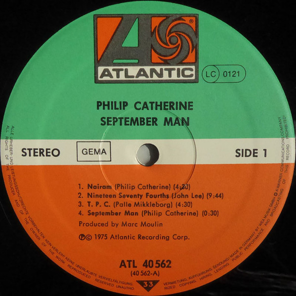 Philip Catherine - September Man | Atlantic (ATL 40 562) - 3
