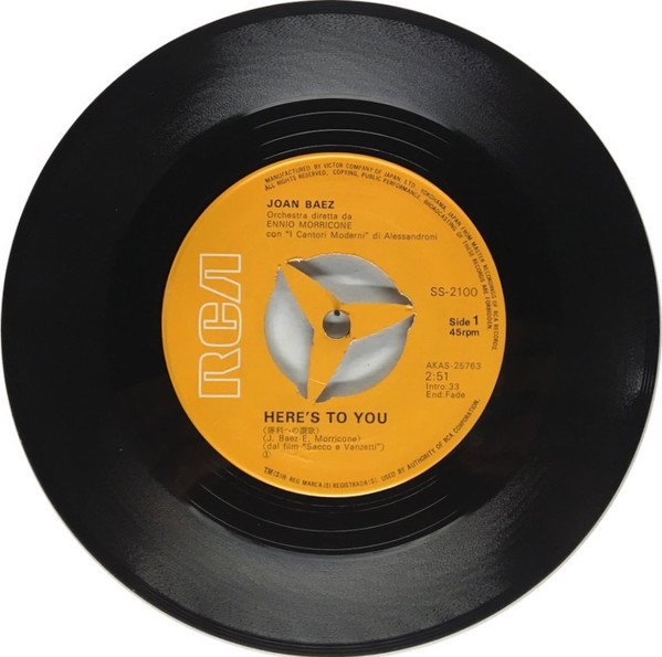 Joan Baez = Joan Baez , Ennio Morricone = Ennio Morricone - 勝利への讃歌 = Here's To You | RCA (SS-2100) - 3