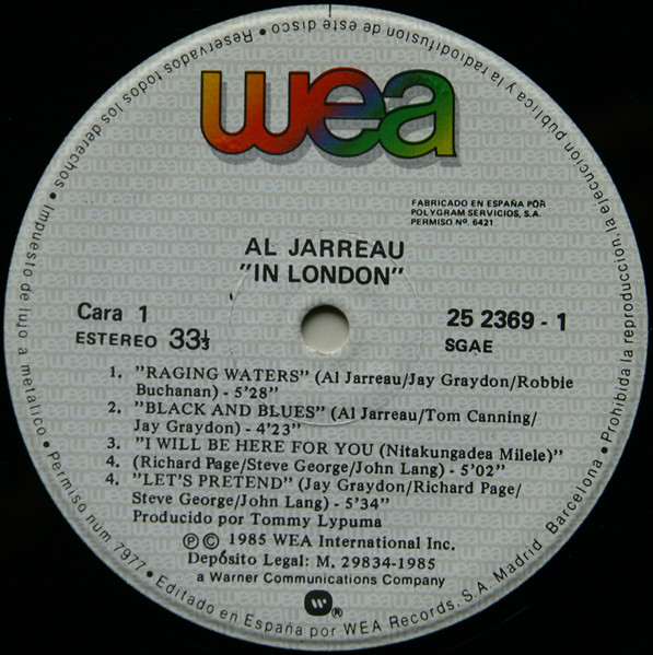 Al Jarreau - In London | WEA (25 2369-1) - 3