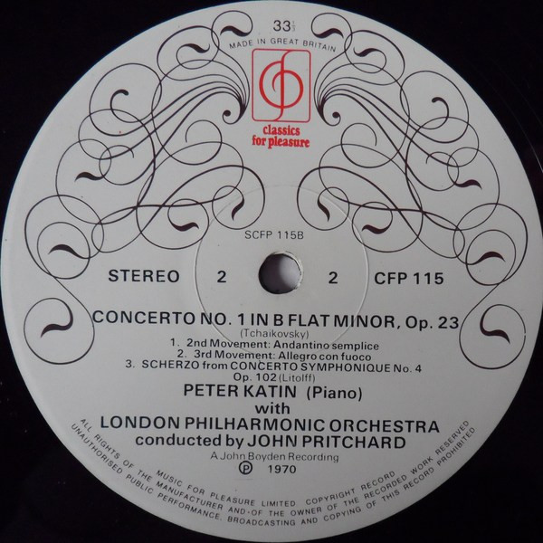 Pyotr Ilyich Tchaikovsky , Henry Litolff , Peter Katin , London Philharmonic Orchestra , John Pritchard - Piano Concerto No.1 / Scherzo | Classics For Pleasure (CFP 115) - 4