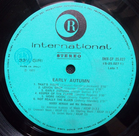 Woody Herman And His Orchestra - Early Autumn | Ricordi International (SNIR-CP 25.027) - 3