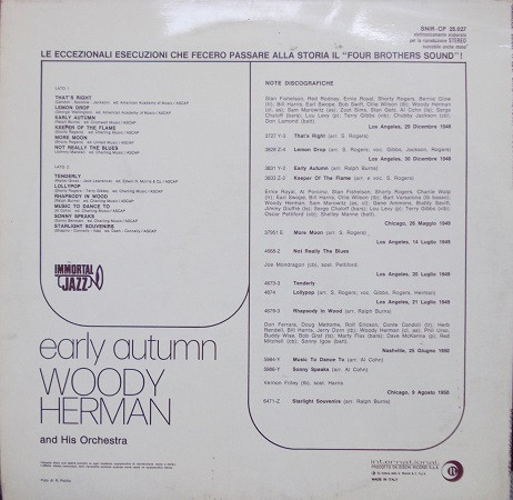 Woody Herman And His Orchestra - Early Autumn | Ricordi International (SNIR-CP 25.027) - 2