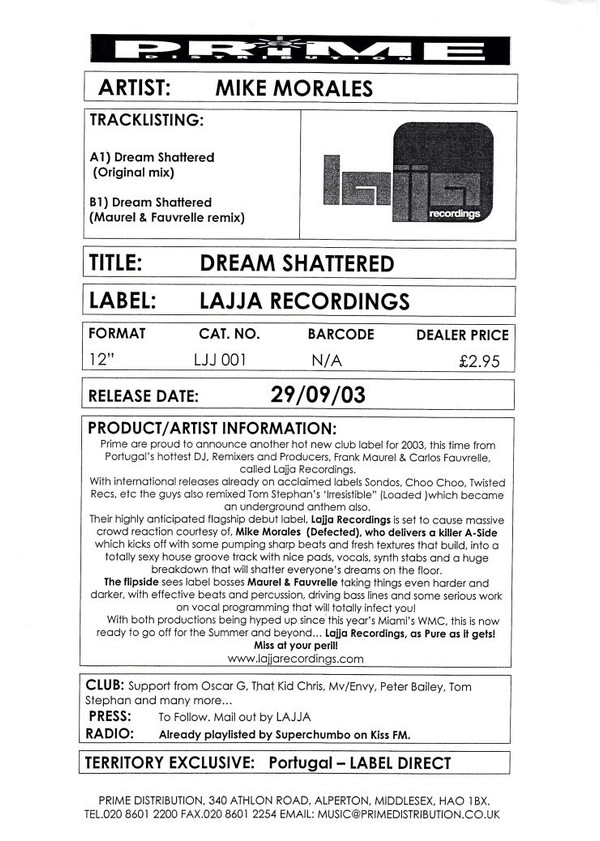 Mike Morales - Dream Shattered | Lajja Recordings (LJJ001)