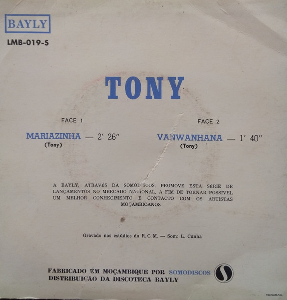 Tony - Mariazinha - Vanwanhana | Bayly (LMB-019-S) - 2