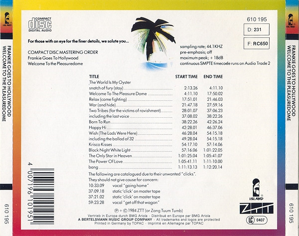 Frankie Goes To Hollywood - Welcome To The Pleasuredome | Island Records (610 195) - main