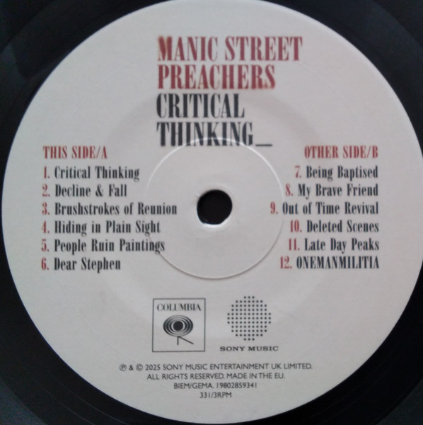 Manic Street Preachers - Critical Thinking | Columbia (19802859341) - 3