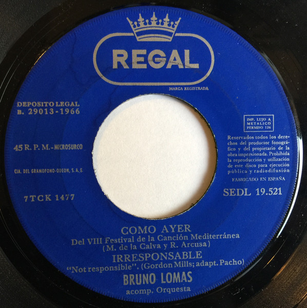 Bruno Lomas - Como Ayer | Regal (SEDL 19.521) - 3